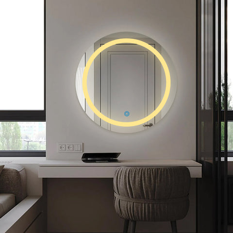 Sun Disc Border Twin - LED Mirror - Warm Light - Round