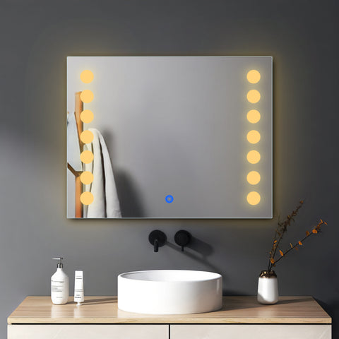 Sun Gleam Illuminated Dots - LED Rectangular Bathroom Mirror - Warm White Light