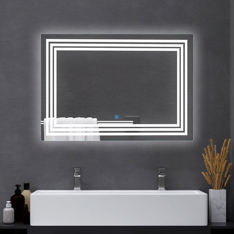 Trio Connect Moon Strip - Rectangular LED Bathroom Mirror - Natural White Light