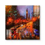 Beautiful Frameless Abstract Wall Painting : City Bypass Glass Oil Painting