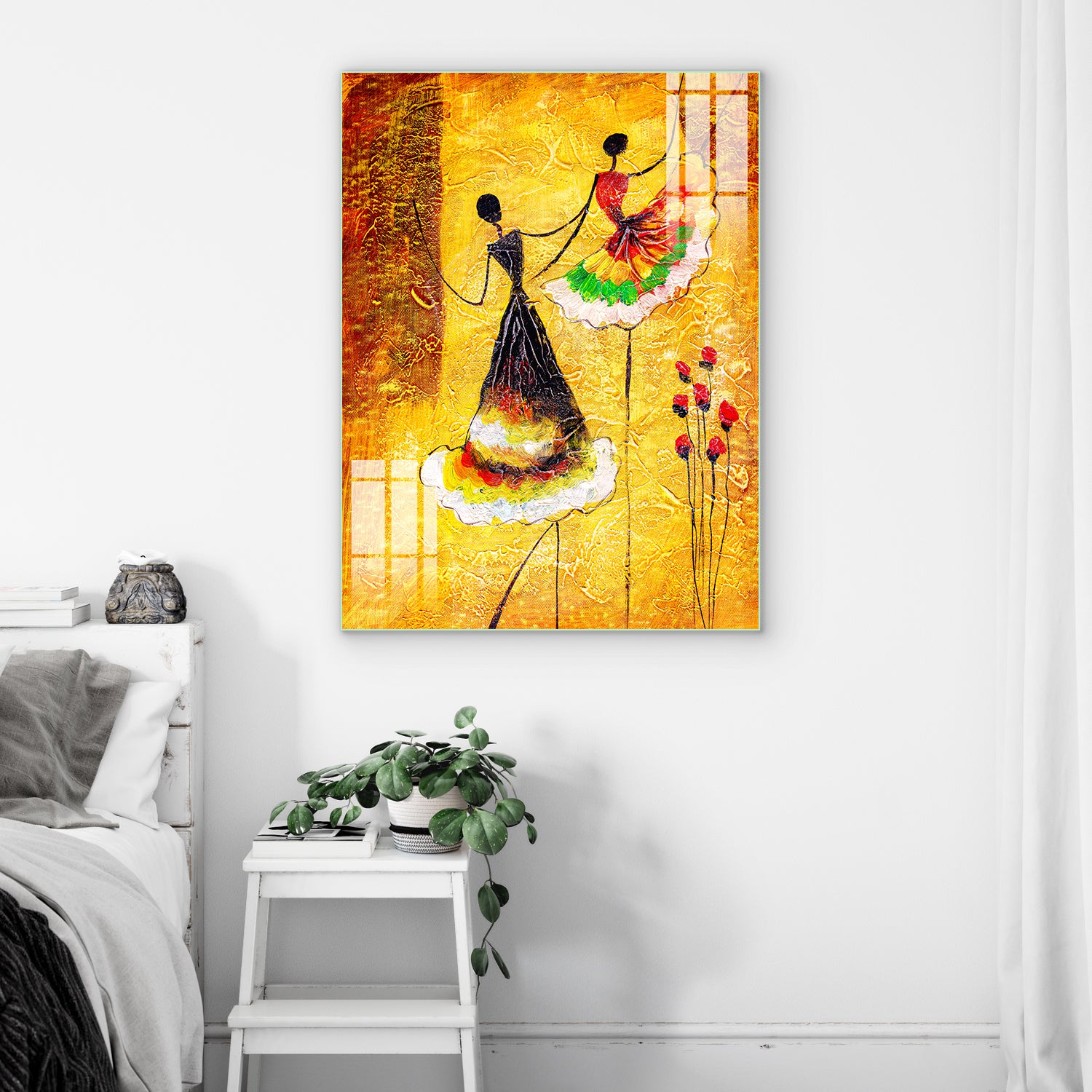 Glass Wall Art, Wall Decor, Tempered Glass, African Women Dancers, store African Glass Wall Art, Abstract Wall Decoration, Colorful Wall Decor,