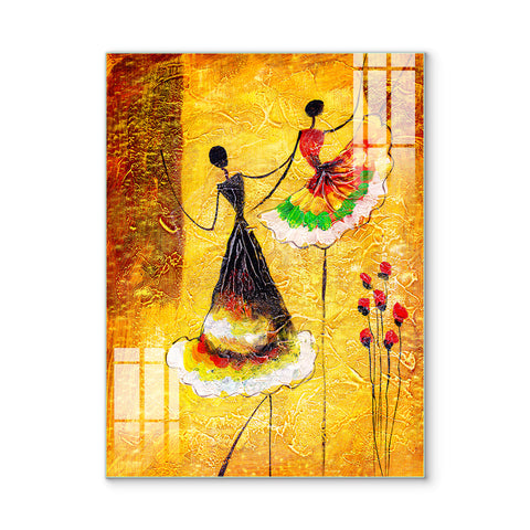 Frameless Beautiful Wall Painting for Home: Classical Dancing Colourful Abstract Oil Painting