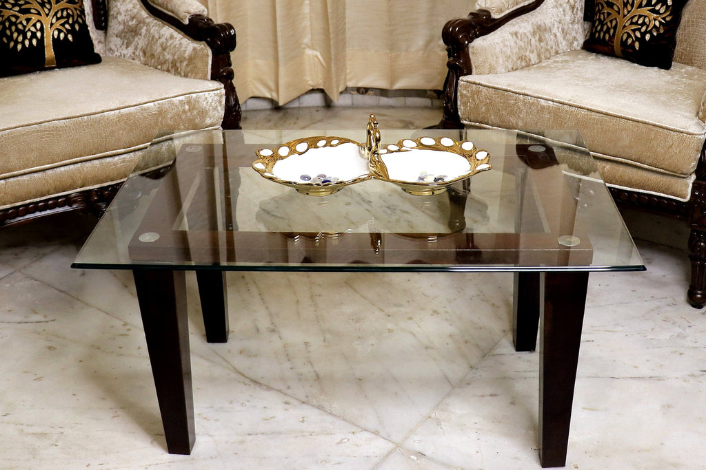 Rectangular Clear Glass Coffee table - Step smooth Edged