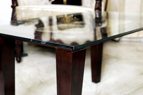Rectangular Clear Glass Coffee table Top - Step smooth Edged