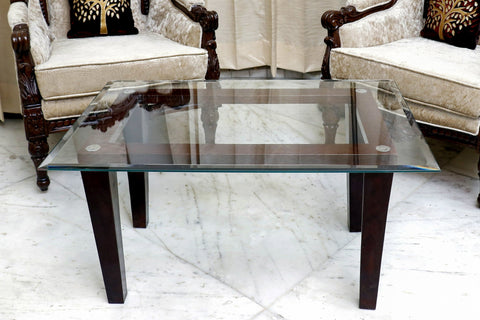 Rectangular Clear Glass Coffee table - Bevelled Edged