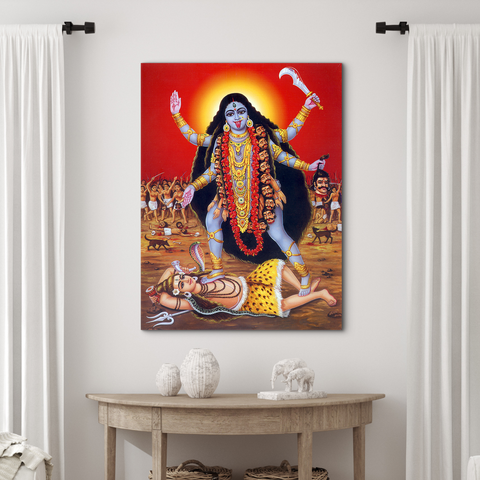 Lord Shiva and Maa Kali Glass Wall Paintings