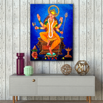 Frameless Goddess Durga Glass Wall Painting for Home