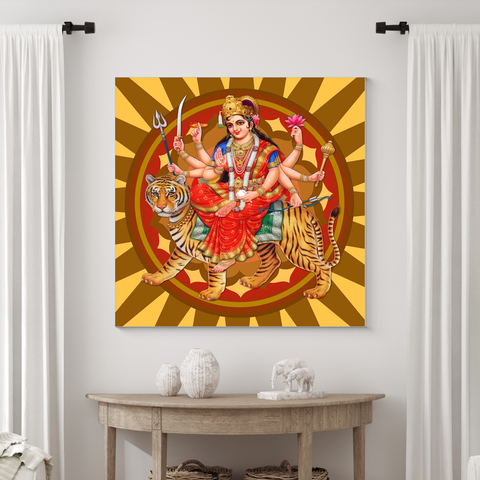 Frameless Beautiful Wall Painting for Home: Maa Durga Glass Wall Paintings