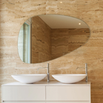 Frameless Basic Bathroom Blob Oval Mirror with PREFIXED Strong Steel Hooks for WALLMOUNT