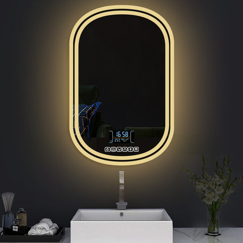 Duo edge - LED Mirror for Bathroom - Warm  Light - Oval