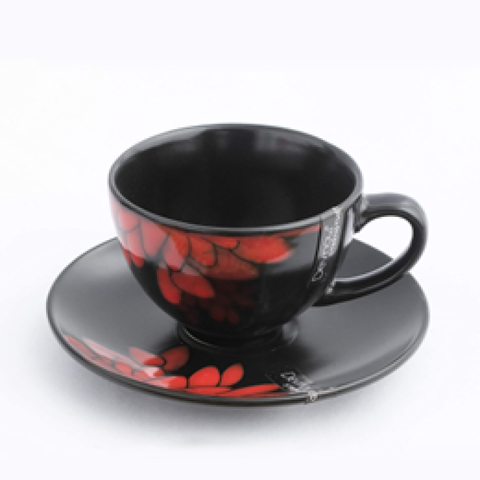 Black & Red CUP & SAUCER S/6-220ml