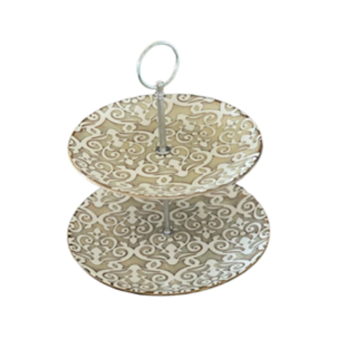 PORCELAIN 2-Tier Cake Stand (7.5"Plate With 8.5"Plate)-01