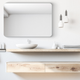 Frameless Elegant Design Rectangular Mirror with Smooth Curved Edges, Equipped with Sturdy Steel Hooks for Wall-Mounted