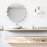 FLAIR GLASS Frameless  Basic Bathroom Curveball - Bevelled Designer Mirror with PREFIXED Strong Steel Hooks for WALLMOUNT
