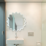 FLAIR GLASS Frameless  Basic Bathroom Curveball - Bevelled Designer Mirror with PREFIXED Strong Steel Hooks for WALLMOUNT