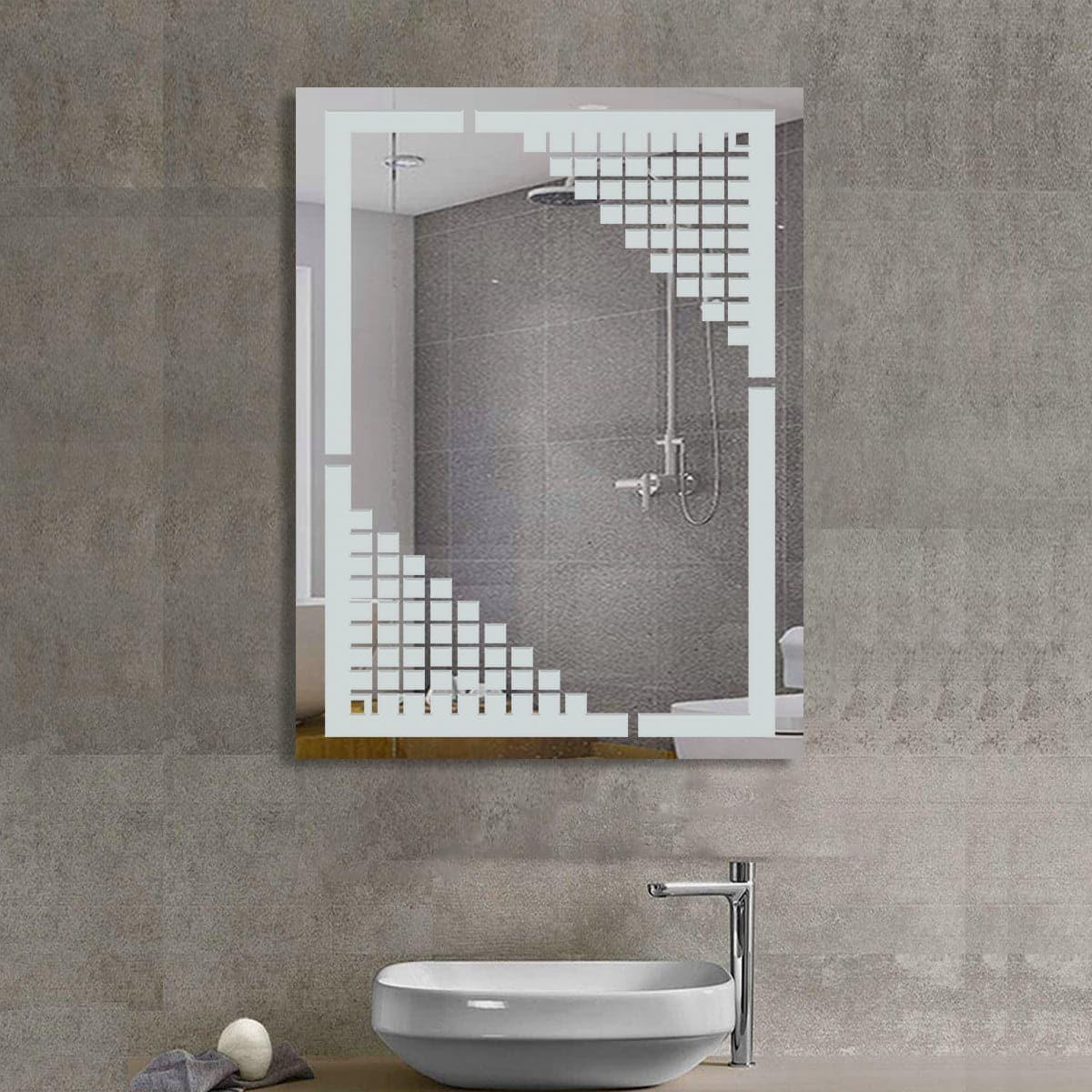 Angular Mirror Design Frameless Frosted Angular Pattern Mirror – Flair Glass