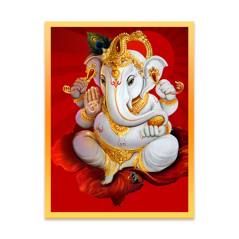 Frameless Lord Ganesh Golden Abstract Glass Paintings