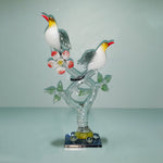 Crystal Clear Glass Decorative Showpiece for Home Decor Gift Items(Blue Pigeon with Blue stand