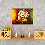Cute Ganesha's Glass Wall Painting for Home