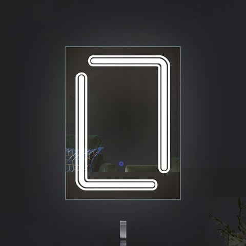 Asymmetry Illuminated edge Glow - Rectangular LED Mirror for Bathroom -Dual-Color