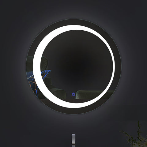 Illuminated Edged Round Glow - LED Round Bathroom Mirror - Dual-Color