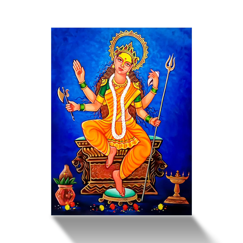 Frameless Goddess Durga Glass Wall Painting for Home