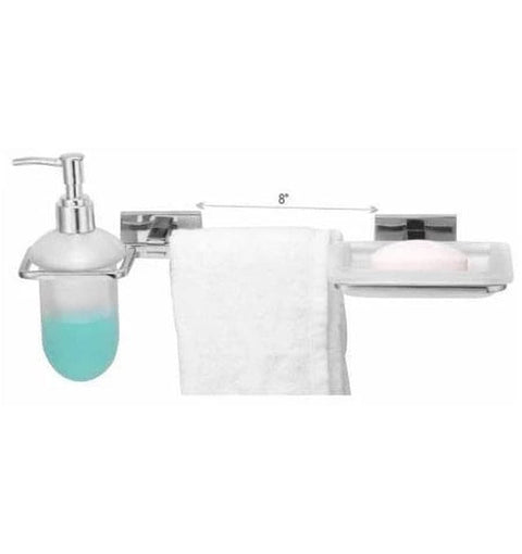 Flair Glass Soap, Towel and Liquid Soap holder with Brass Fittings (Supreme)