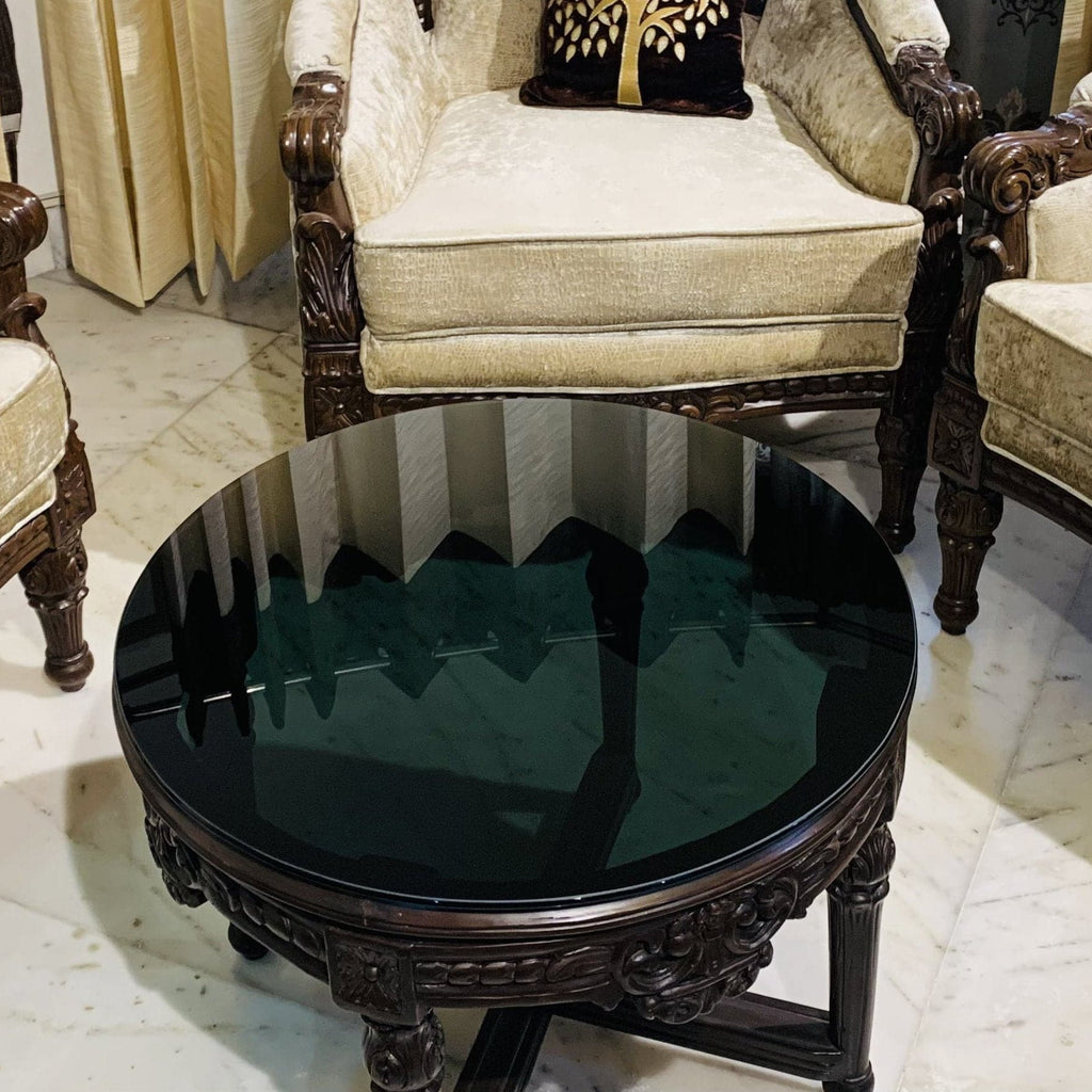 Circular Tinted Black Toughened Glass Table Top Flair Glass