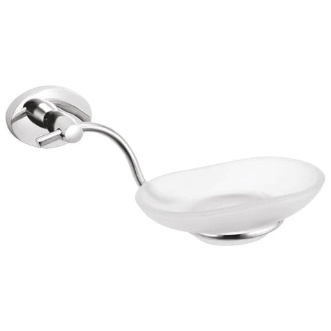GLASS SOAP DISH with brass fittings (chrome finish)- FA-8GD