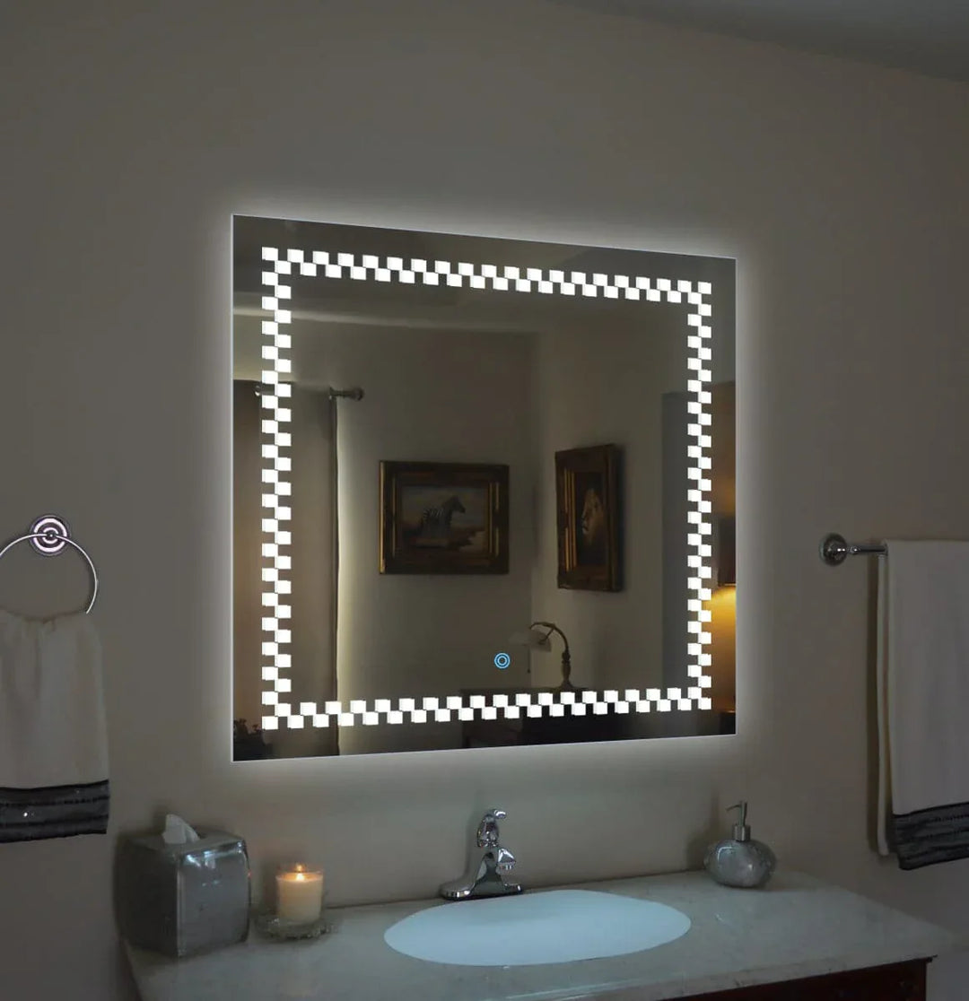 Square LED Mirror - Natural White Light - Designer – Flair Glass