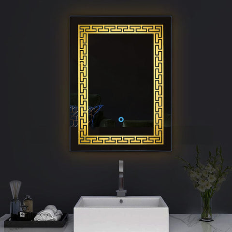 Zigzag Connect Sun Glow - Rectangular LED Mirror for Bathroom - Warm White Light